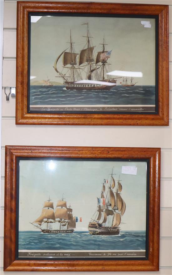 After Jean Jerome Baugean (1764-1819), a set of four coloured marine aquatints and a modern print of New York
